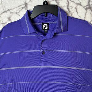 FOOTJOY Golf Polo Shirt Men's XL Purple w Yellow Gray Striped Tennis Pickleball